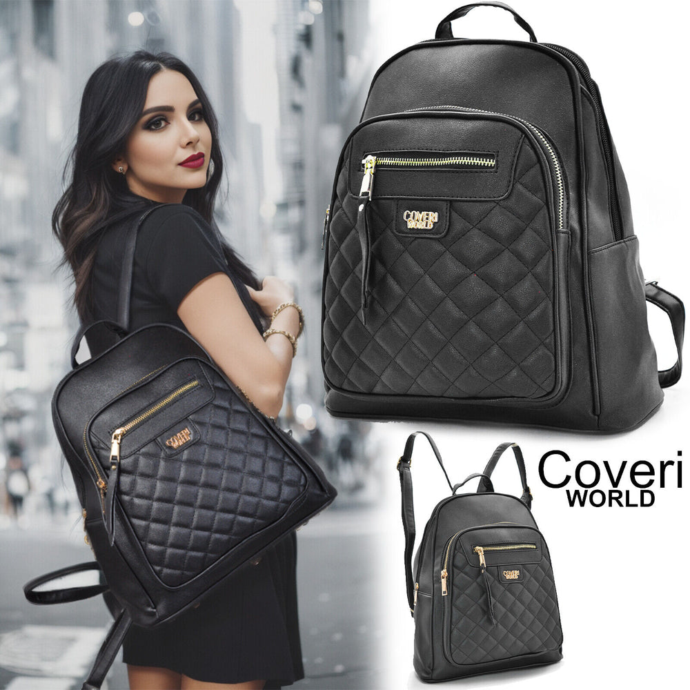 Zaino zainetto nero COVERI pelle trapuntata nera donna collezione nuovo casual