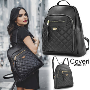 Zaino zainetto nero COVERI pelle trapuntata nera donna collezione nuovo casual