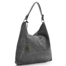 Carica l&#39;immagine nel visualizzatore di Gallery, Gyoiamea borsa donna sacco hobo pelle grande zip spalla mono manico scamosciata