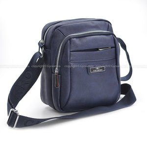 CHARRO ITALIA borsello 5 tasche zip capiente grande uomo pelle tracolla blu nera