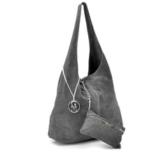 Carica l&#39;immagine nel visualizzatore di Gallery, Gyoiamea italy VERA PELLE scamosciata hobo borsa sacco spalla donna monomanico