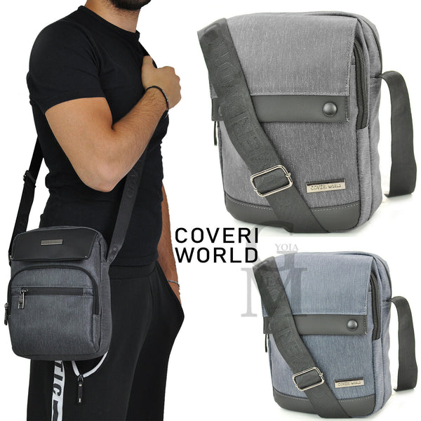 Borsello originale COVERI made in italy tessuto tela resistente tasche zip nuovo