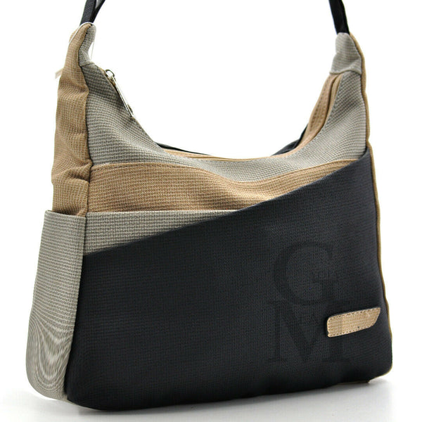 Borsa a tracolla capiente ecopelle passeggio spalla multicolore bicolore viaggio