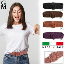 Carica l&#39;immagine nel visualizzatore di Gallery, Cintura donna intrecciata colorata comoda vita alta made in italy