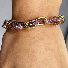 Carica l&#39;immagine nel visualizzatore di Gallery, Bracciale Acciaio inossidabile lega Donna Braccialetto oro fuxia corda strass