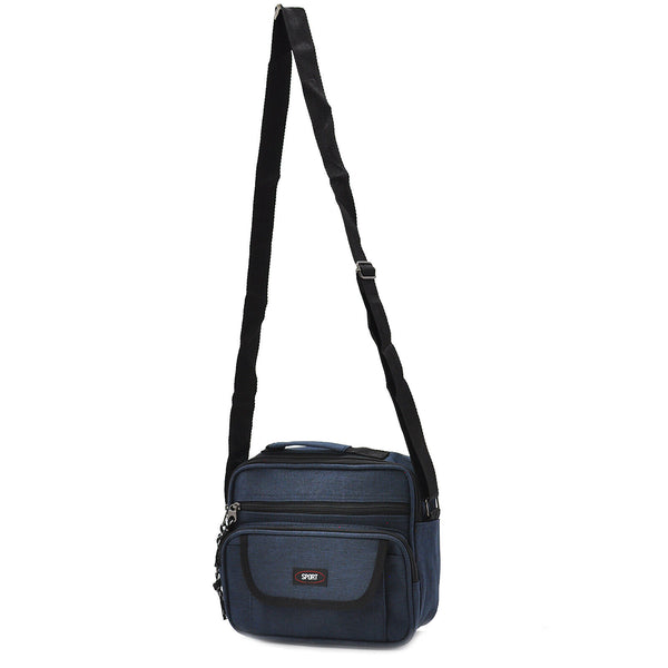 Borsello 5 tasche nylon uomo grande tela borsa tracolla tessuto blu lavoro ipad