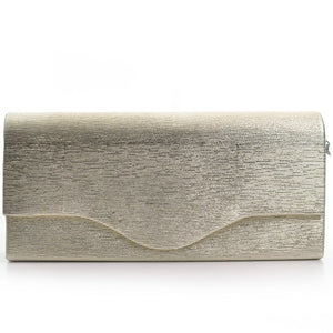 Pochette rigida lunga oro eventi matrimonio elegante tessuto effetto laminato