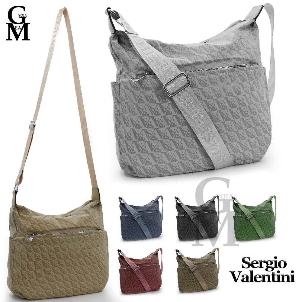 borsa donna spalla originale S. Valentini fantasia scritte logo tracolla tasche