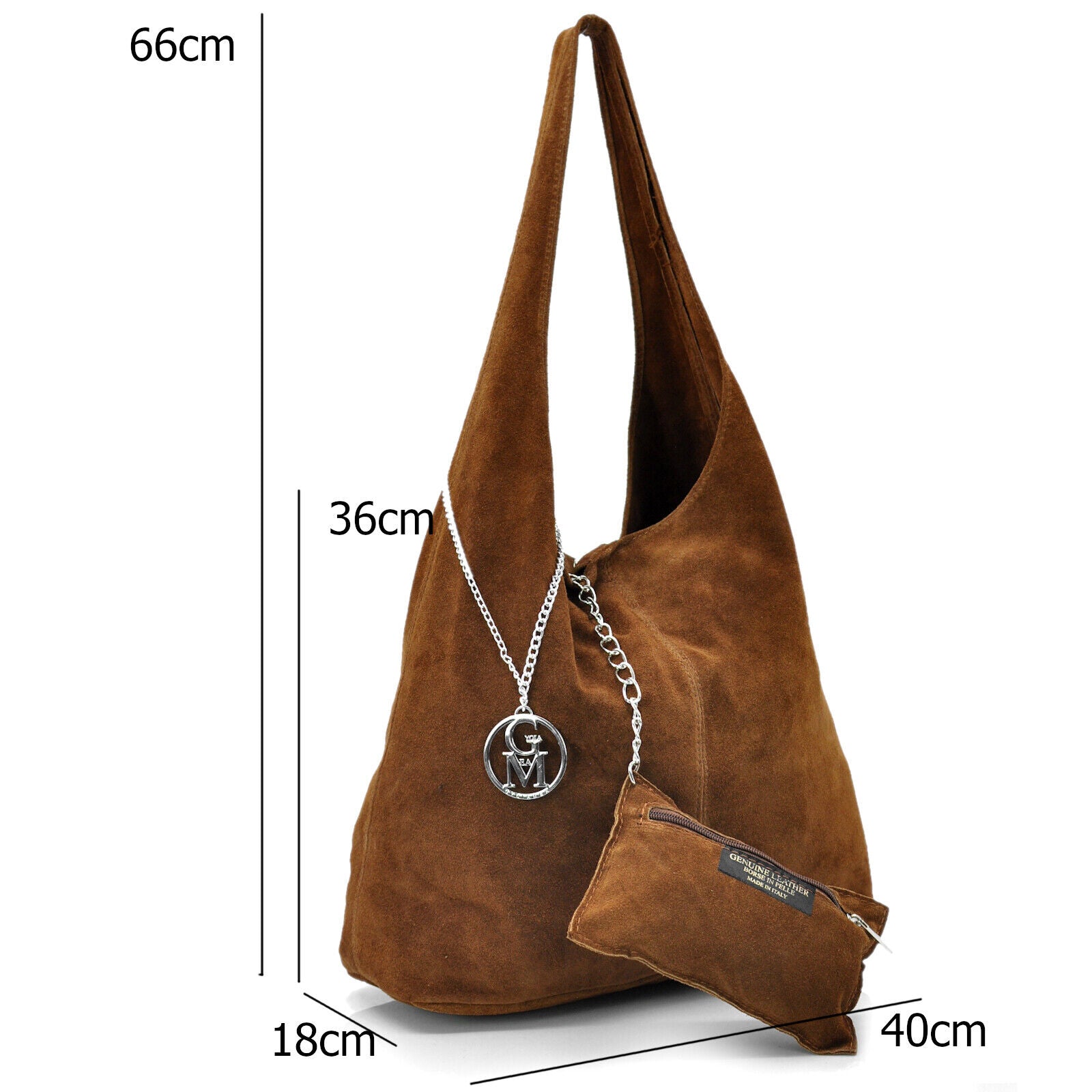 Gyoiamea italy VERA PELLE scamosciata hobo borsa sacco spalla donna monomanico