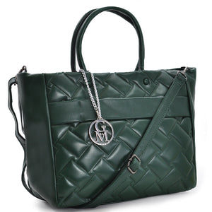 Gyoiamea borsa donna shopping donna spalla trapuntata verde tracolla logo nuova