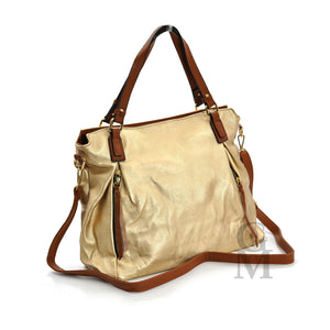 GM Nadia borsa morbida donna shopping spalla pelle casual argentata oro grande nuova