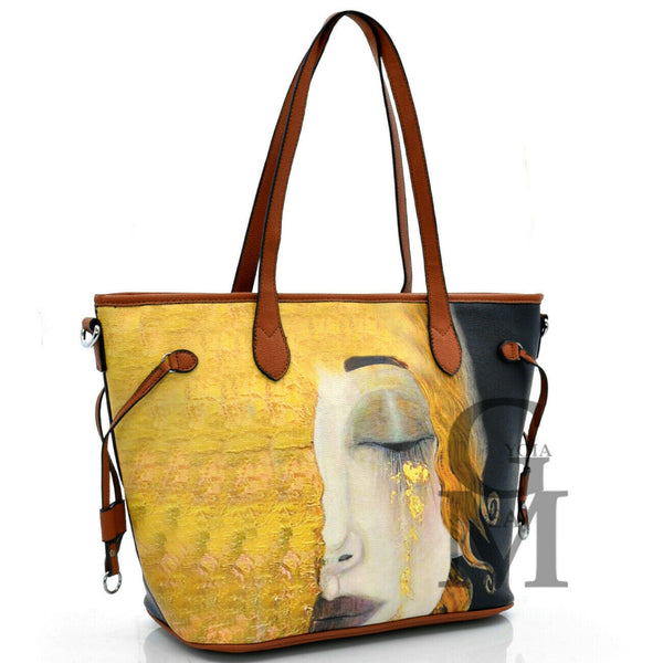 Gyoiamea borsa fantasia dipinto quadro Gustav klimt donna pelle shopping spalla