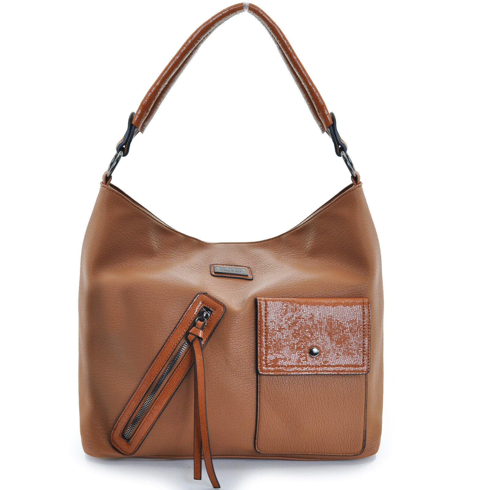 CHARRO borsa firmata originale donna sacco hobo pelle grande cerniera zip tasche