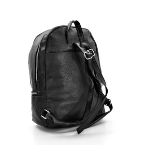 GMK Zaino zip donna uomo zainetto viaggio passeggio lavoro casual pelle nero