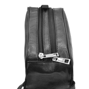 Pochette 2 zip tasche Uomo da Polso eco Pelle Nera Borsello Mano Nero Casual