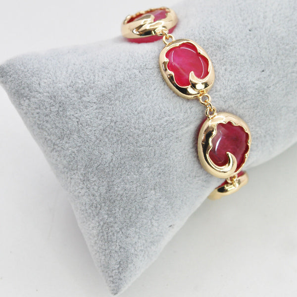 Parure Collana e bracciale turchese lunga pietre dure elegante fucsia verde