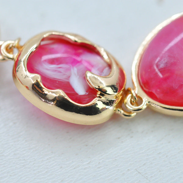 Parure Collana e bracciale turchese lunga pietre dure elegante fucsia verde