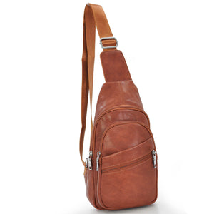 Marsupio petto zip pelle marrone da uomo: elegante, versatile e pratico, tasche