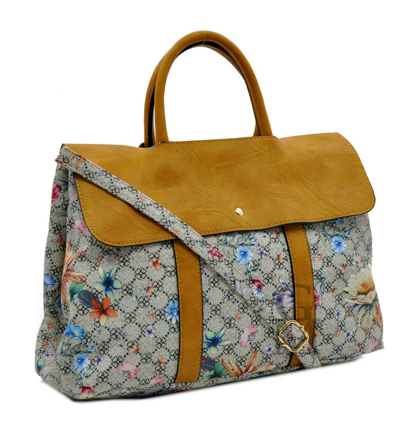 Gyoiamea borsa donna tracolla pelle capiente ufficio fiorata fiori ipad vintage