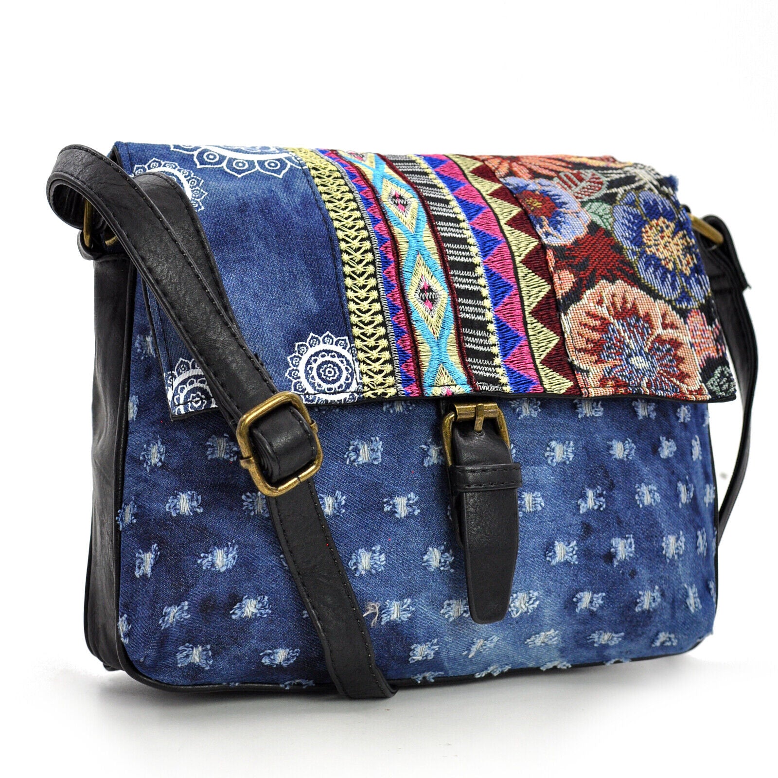 Gyoiamea Borsa jeans denim artigianale tracolla messenger donna vintage jeansata