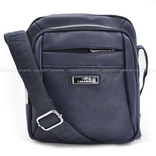 Carica l&#39;immagine nel visualizzatore di Gallery, CHARRO ITALIA borsello 5 tasche zip capiente grande uomo pelle tracolla blu nera