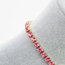 Carica l&#39;immagine nel visualizzatore di Gallery, Collana donna girocollo strass cristalli piume rosa bianca donna elegante eventi