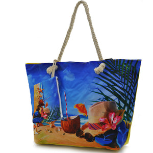 borsa mare firmata gm grande capiente spiaggia fantasia multicolore manici corda