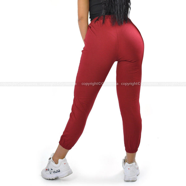 Pantalone donna elasticizzato leggero palestra casual sportivo morbido rosso new