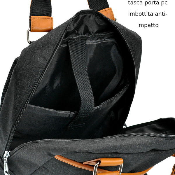 Zaino uomo nylon grande lavoro porta pc moda Viaggio multitasche ufficio tasche