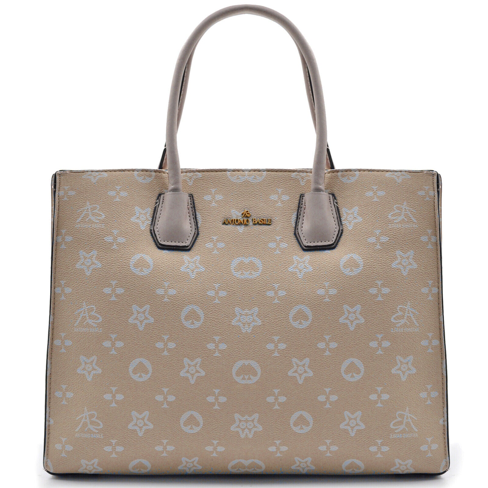 A. Basile borsa shopping moda elegante casual passeggio fantasia fiori marrone