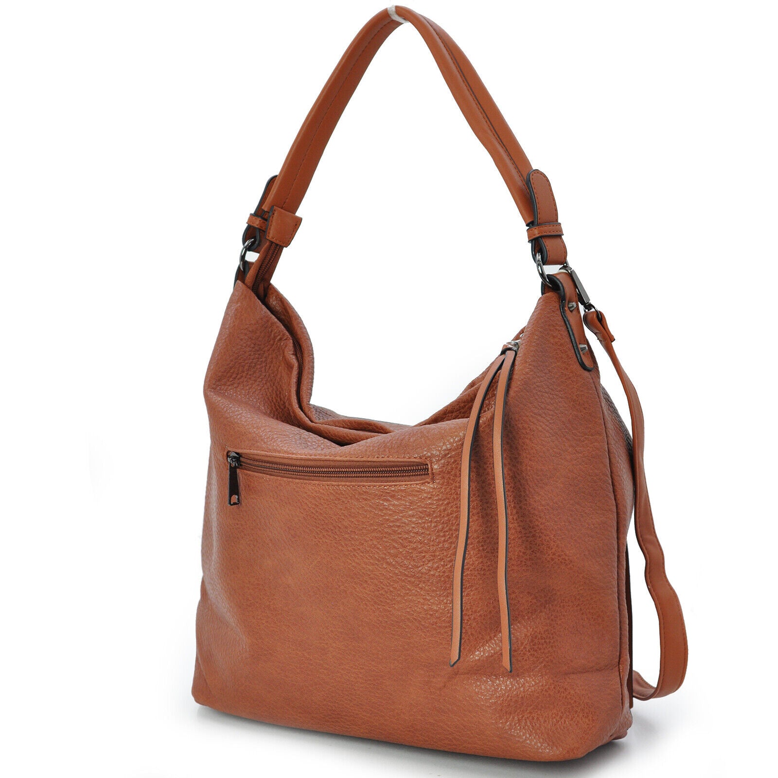 Gyoiamea borsa donna sacco hobo pelle grande cerniera zip spalla monomanico nera