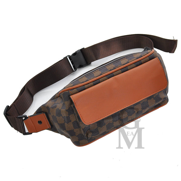 Marsupio fantasia scacchi vita monospalla tasche zip viaggio casual passeggio