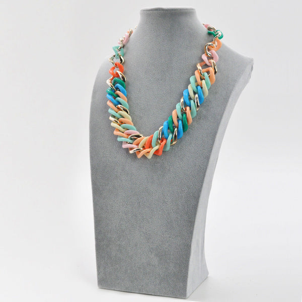 Collana donna girocollo anulli colorata multicolore resina donna elegante eventi