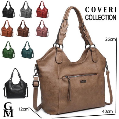 Borsa COVERI manici intreccio morbida sacco semplice casual spalla hobo grande