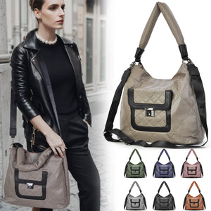 Gyoiamea borsa donna sacco hobo pelle grande trapuntata spalla zip monomanico