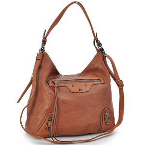 Gyoiamea borsa donna sacco hobo pelle grande cerniera zip spalla monomanico nera