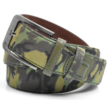 Carica l&#39;immagine nel visualizzatore di Gallery, Cintura uomo fantasia militare camouflage fashion moda casual sport jeans verde