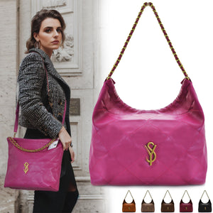 Sweet Years Borsa sacco hobo sacco firmata originale donna pelle manici catene