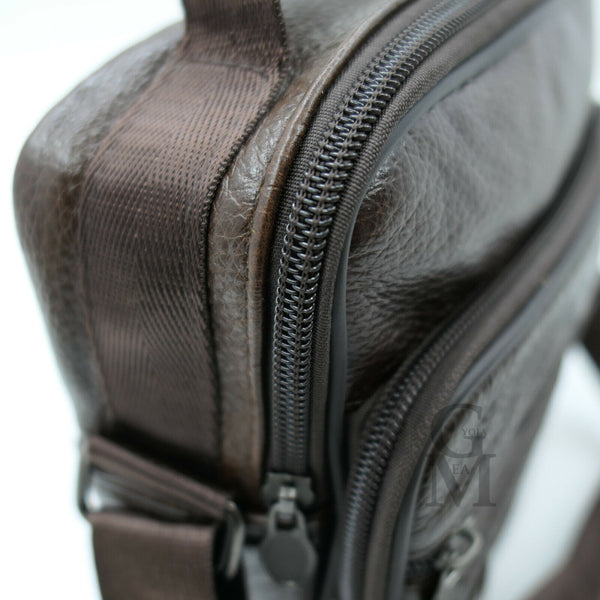 Borsello VALERIO VERA PELLE 6 tasche manico passeggio viaggio borsello vintage
