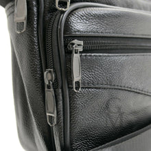 Carica l&#39;immagine nel visualizzatore di Gallery, GM zip Borsello capiente uomo moda tracolla borsa grande vera pelle lavoro nero