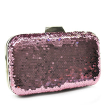 Carica l&#39;immagine nel visualizzatore di Gallery, Pochette Paillettes rosa rigida altissima qualità con strass matrimonio eventi