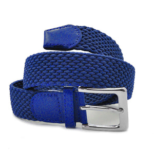 Cintura Uomo tessuto intrecciata elasticizzata taglie forti unica tinta blu nera