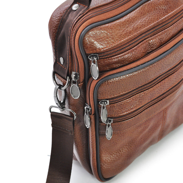 Borsello Uomo Tracolla tasche zip vera Pelle Lavoro Vintage Grande marrone nero