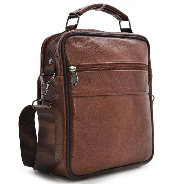 Borsello Uomo Tracolla tasche zip vera Pelle Lavoro Vintage Grande marrone nero