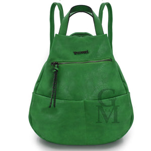 yyCOVERI zaino borsa donna pera verde nuovo TRASFORMABILE giornaliero 2in1 pelle