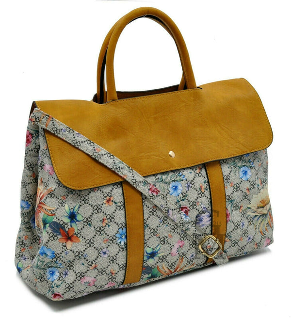 Gyoiamea borsa donna tracolla pelle capiente ufficio fiorata fiori ipad vintage