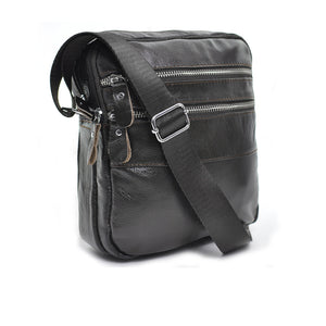 Borsa uomo borsello multi tasche vera pelle capiente comoda zip nero marrone