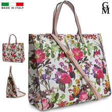 Carica l&#39;immagine nel visualizzatore di Gallery, GM LA FIORATA Borsa shopping rose elegante casual beige passeggio fantasia fiori fiorata