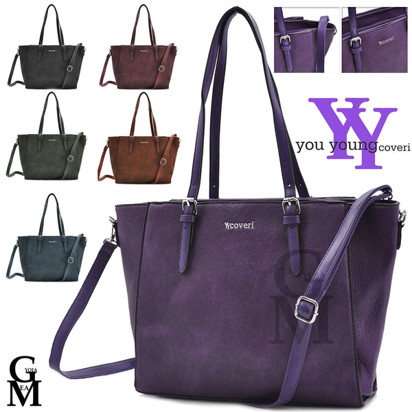 Borsa Coveri collection donna grande spalla pelle passeggio shopping viola nuova