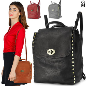 Gyoiame zaino a borsa 2in1 donna nuovo pelle borchiato donna borchie passeggio